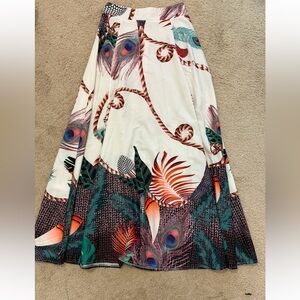 Colorful Peacock Feather long Maxi Skirt